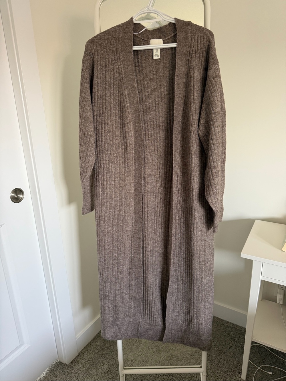 H&M Long Ribbed Open Front Knit Cardigan